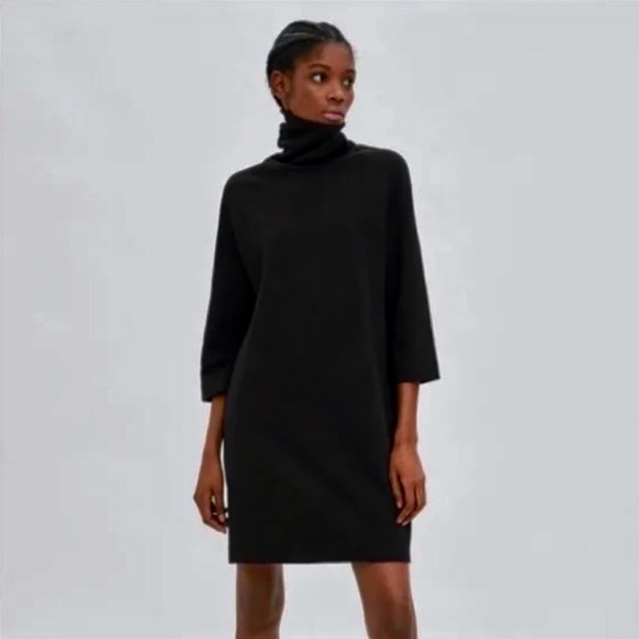 NEW, Zara Turtleneck Dress - Black L (NWOT) - Picture 2 of 6